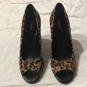 Charles David leopard peep toe pumps 9.5